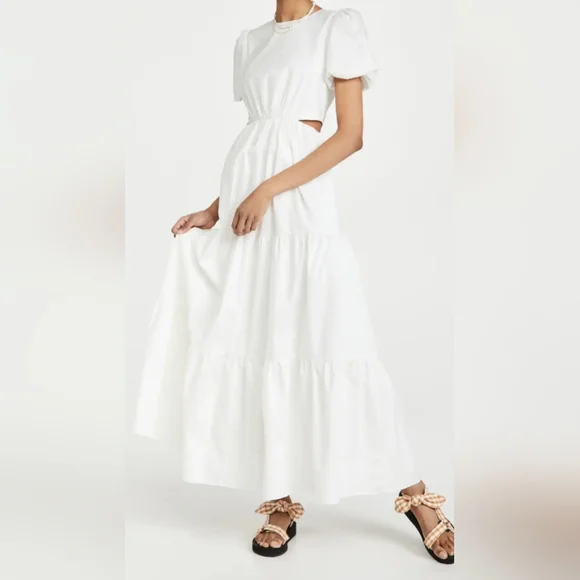 Wayf Women's Plaza Cutout Puff Sleeve Maxi Dress - Ivory - Size Medium